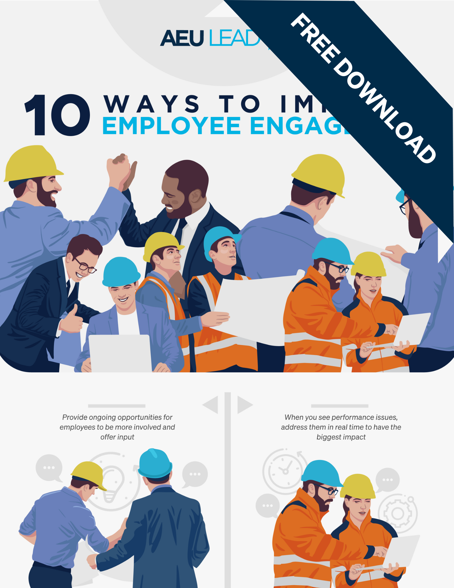 FREE DOWNLOAD - Infographic - AEU LEAD - 10 Ways to Improve Employee Engagement 2023